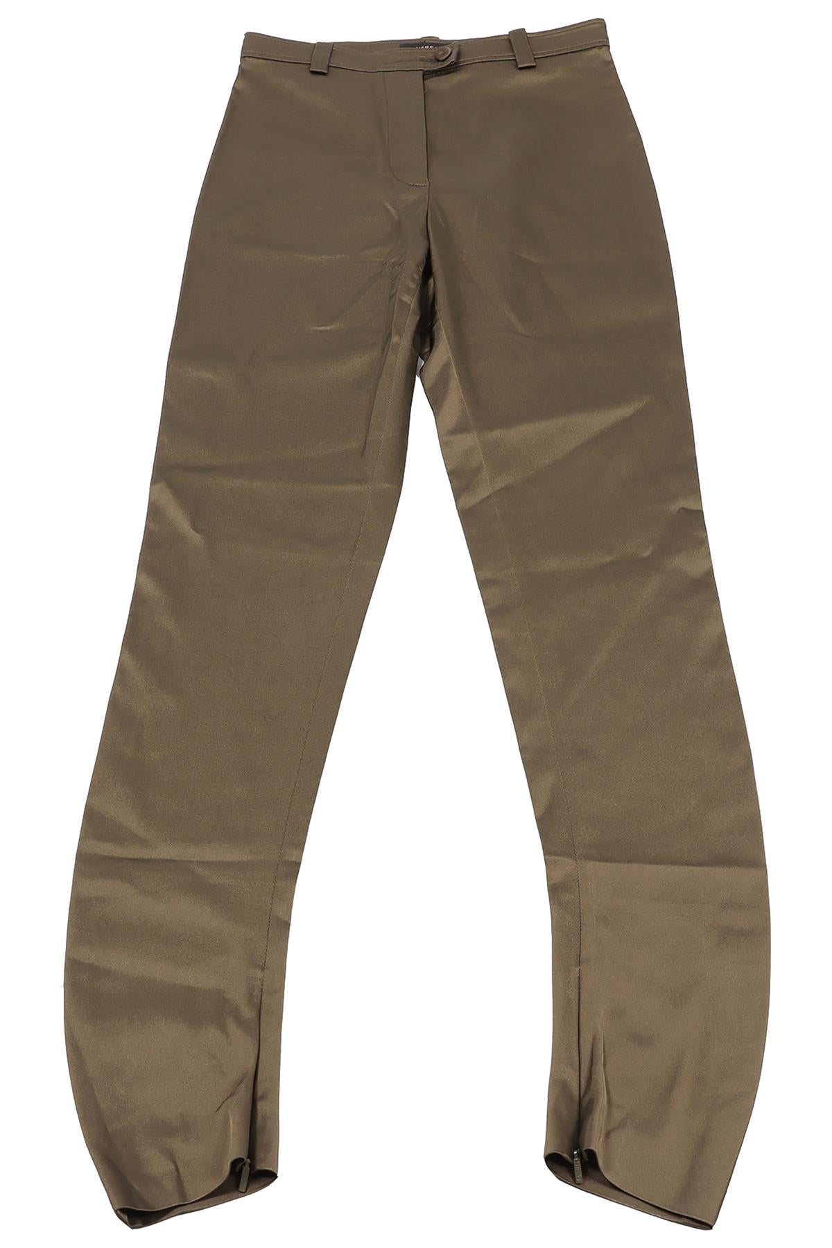 VERSACE GREEN VINTAGE SATIN SKINNY PANTS IT 38 UK 6