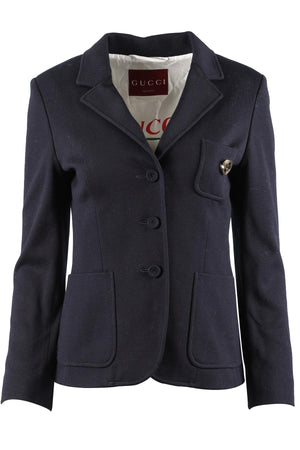 GUCCI NAVY GG COTTON BLAZER IT 40 UK 8