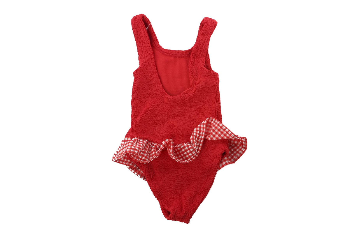 HUNZA G RED KIDS GIRLS SWIMSUIT 7-12 YEARS ONE SIZE