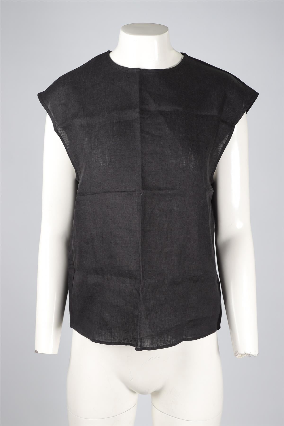 ASCENO BLACK LINEN TOP XSMALL