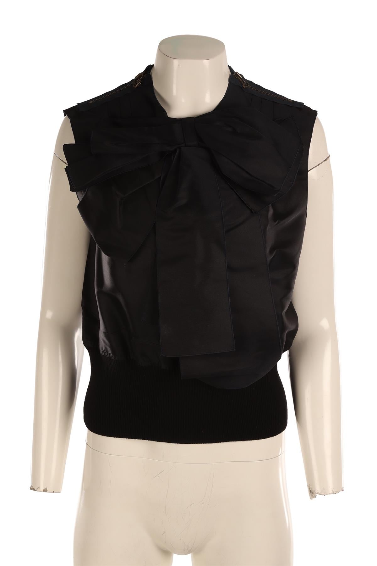 LANVIN NAVY SILK TOP FR 42 UK 14