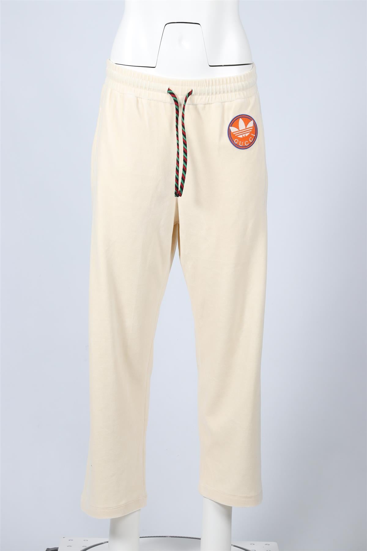 GUCCI + ADIDAS CREAM VELOUR STRAIGHT LEG PANTS MEDIUM