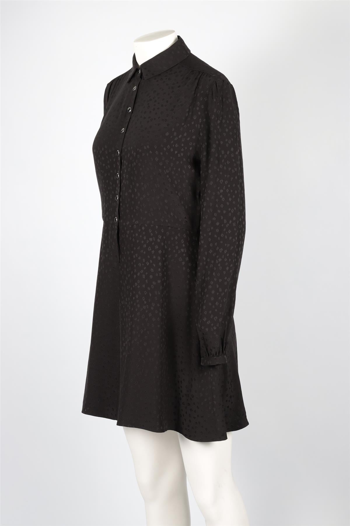 SAINT LAURENT BLACK SILK MINI DRESS FR 42 UK 14