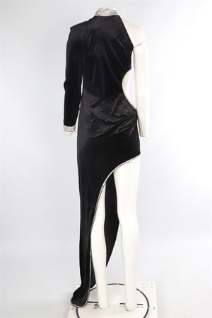 BRONX AND BANCO BLACK VELVET MAXI DRESS MEDIUM