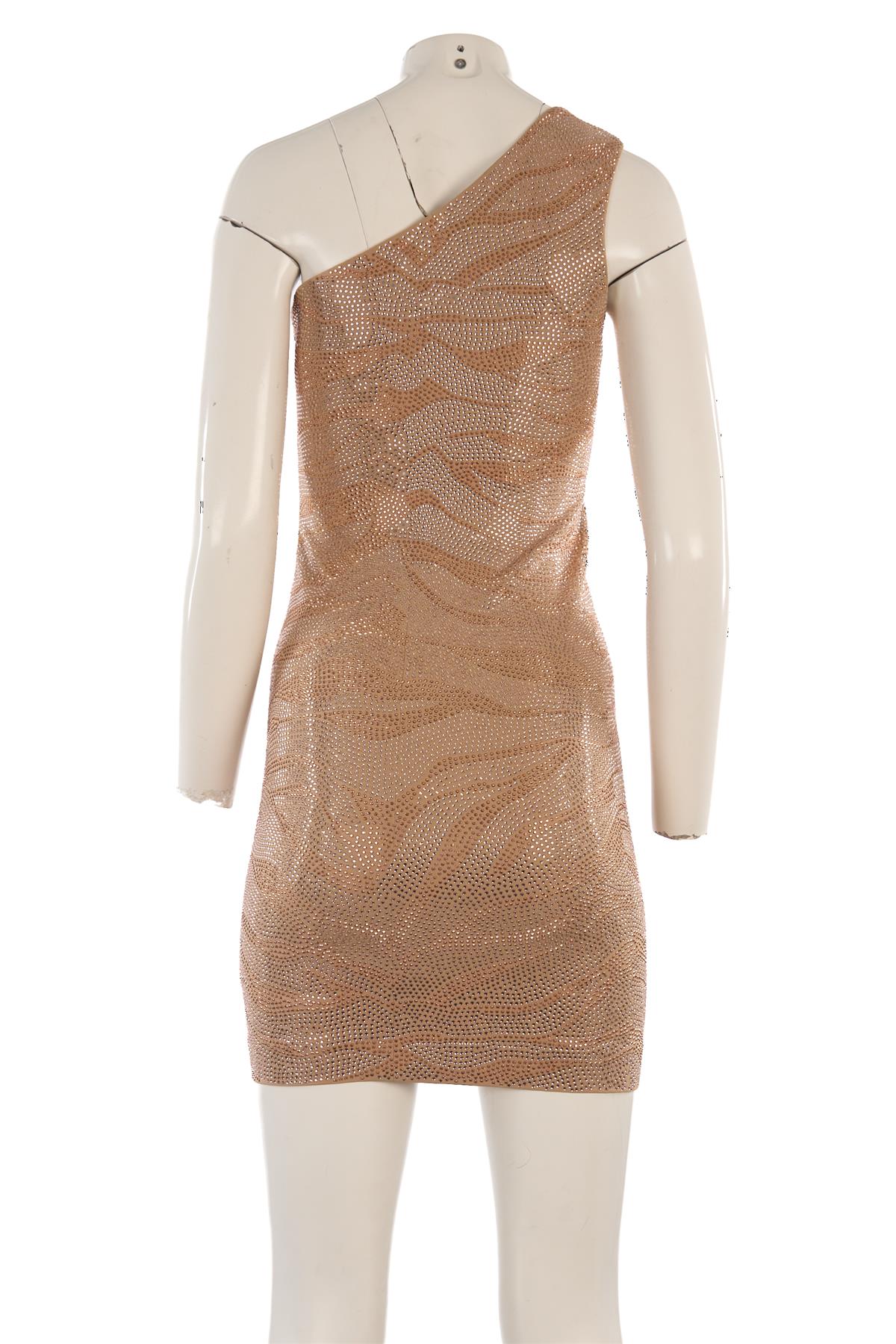 BALMAIN GOLD CRYSTAL MINI DRESS FR 36 UK 8