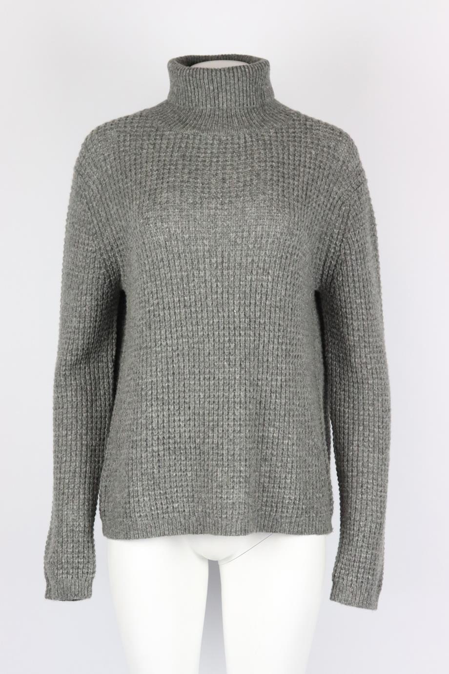 JENNI KAYNE WAFFLE KNIT WOOL BLEND TURTLENECK SWEATER MEDIUM