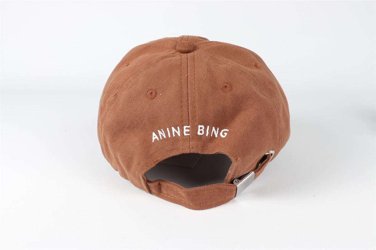 ANINE BING BROWN COTTON BASEBALL CAP ONE SIZE