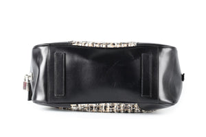 PRADA BLACK TWEED AND LEATHER SHOULDER BAG