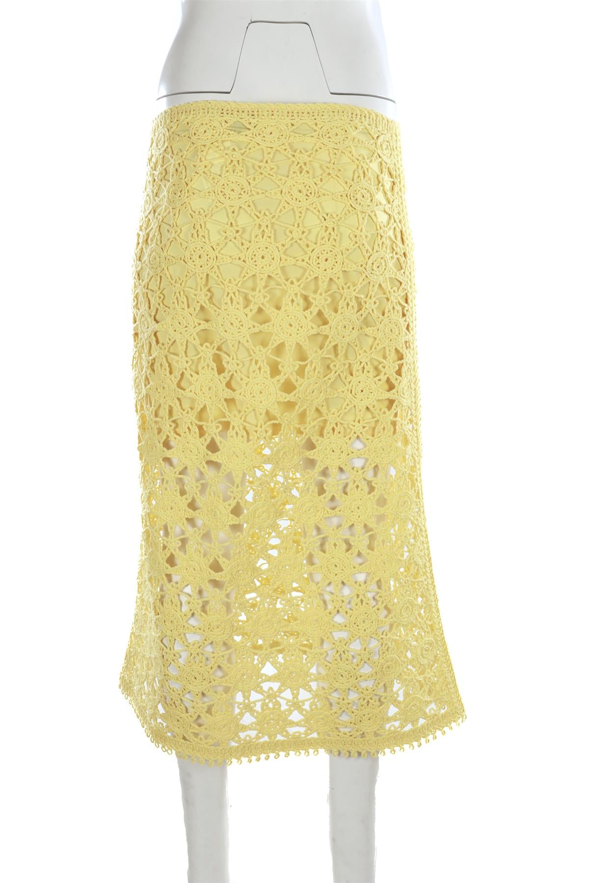 MAJE YELLOW CROCHET MIDI SKIRT FR 38 UK 10