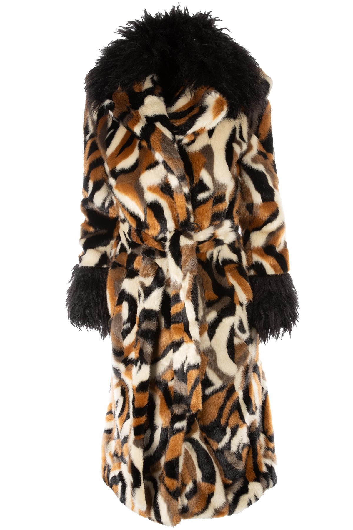 STAUD MULTI FAUX FUR COAT US 2 UK 6