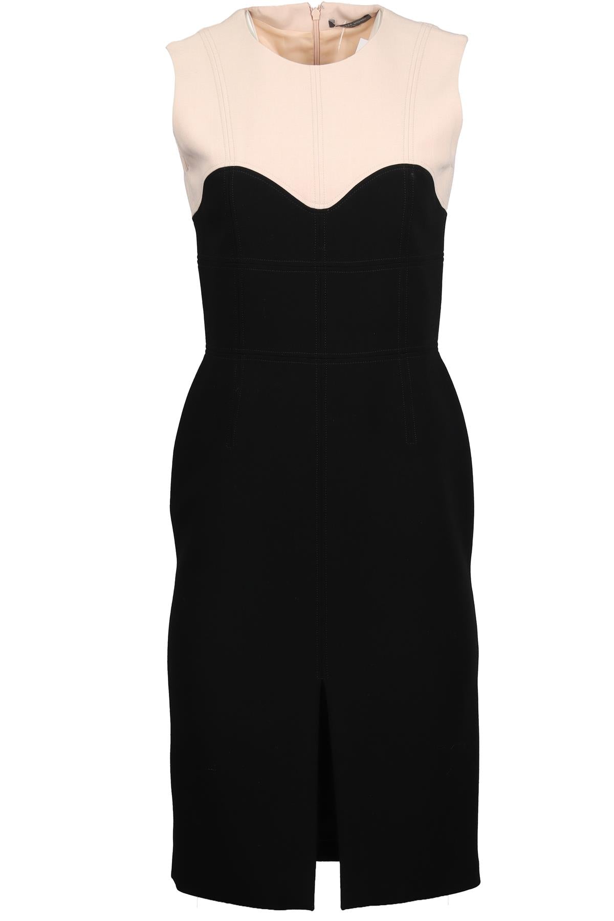 ALEXANDER MCQUEEN NUDE AND BLACK WOOL BLEND DRESS IT 42 UK 10