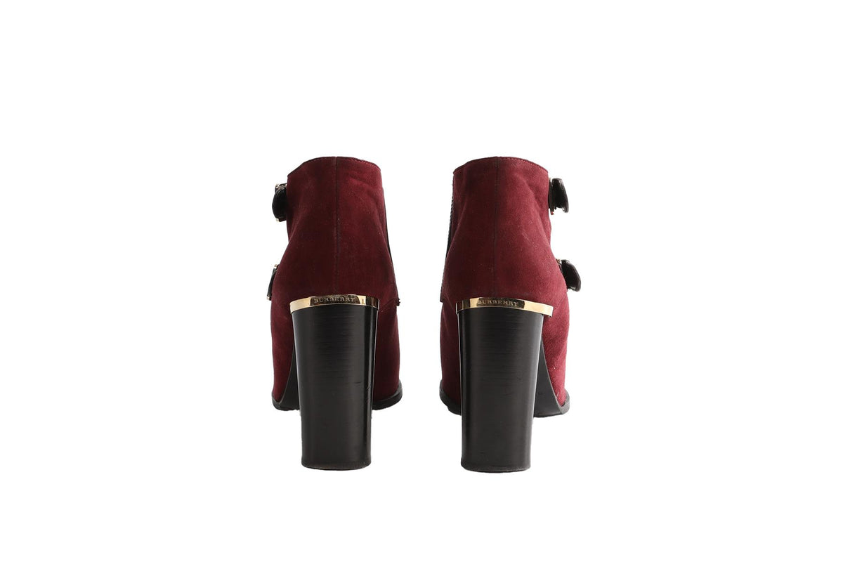 BURBERRY RED SUEDE ANKLE BOOTS EU 40 UK 7 US 10