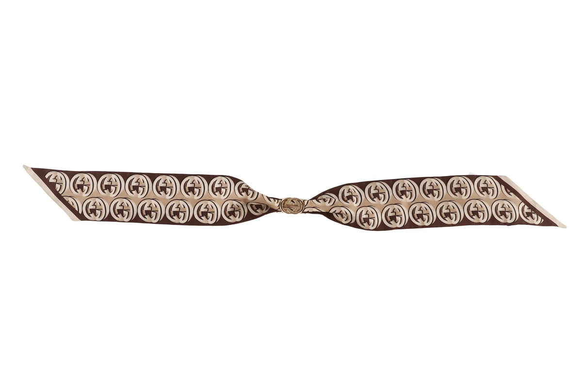 BROWN GG SILK SCARF