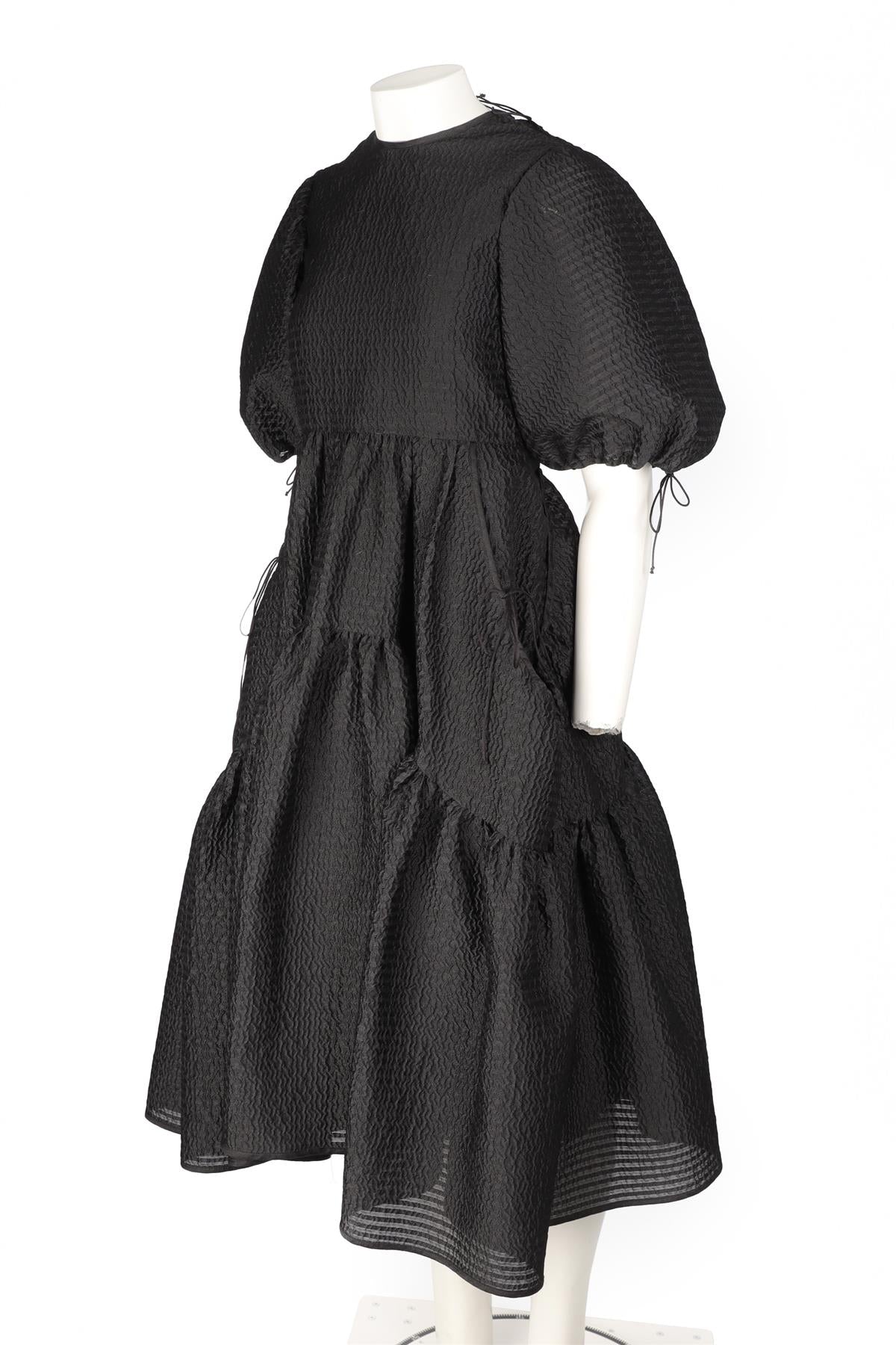 CECILIE BAHNSEN BLACK COTTON MAXI DRESS UK 6
