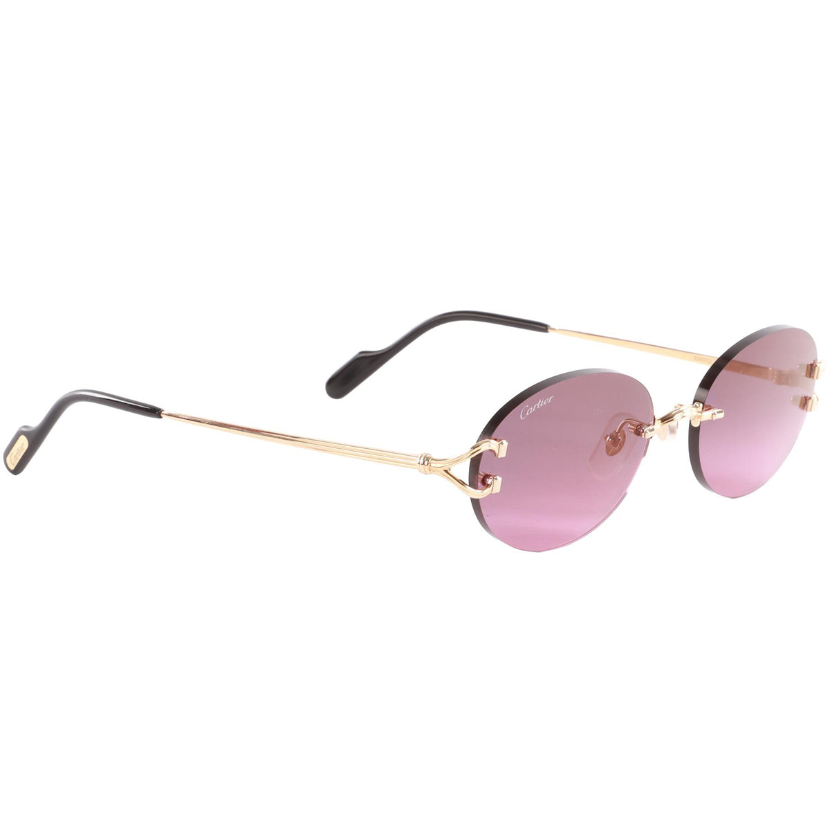 CARTIER PURPLE ROUND FRAME METAL SUNGLASSES