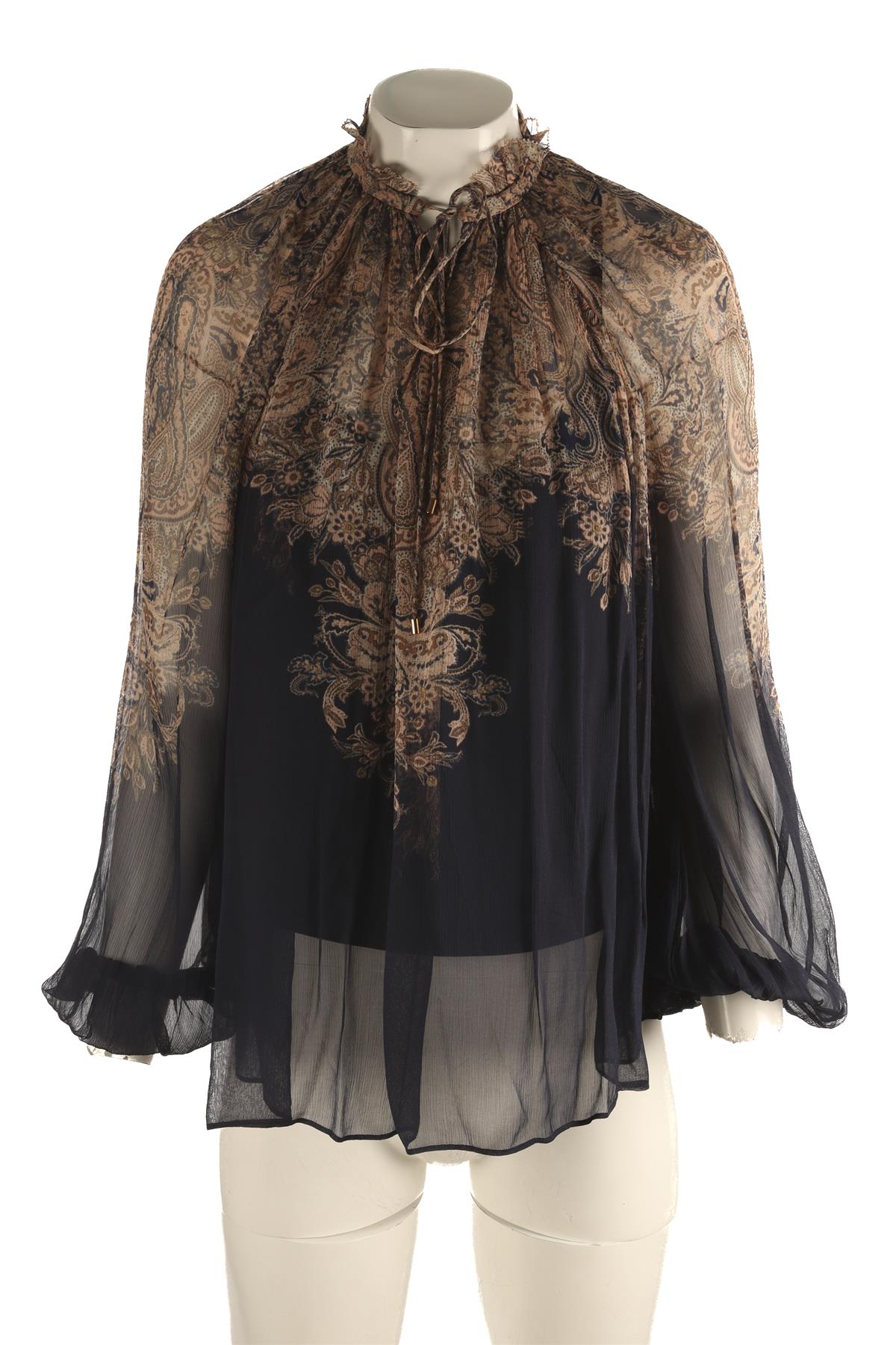 ZIMMERMANN BLUE CREPE TOP UK 8