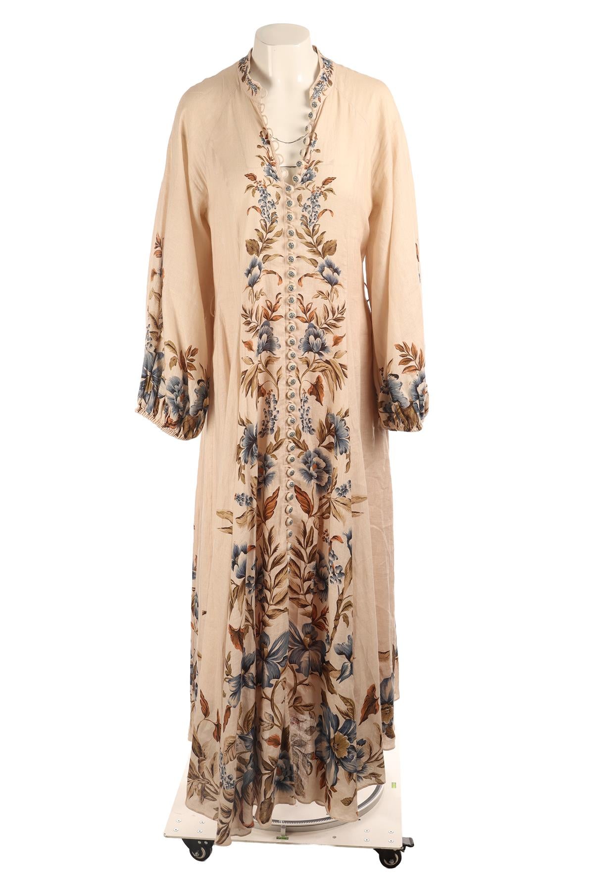 ZIMMERMANN BEIGE LINEN MAXI DRESS 3 UK 14 US 10