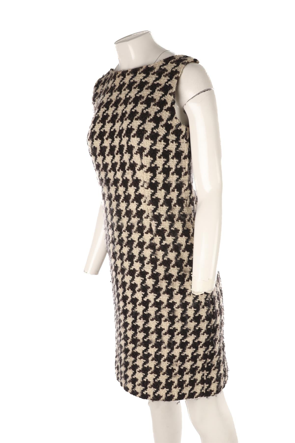 DOLCE & GABBANA BROWN WOOL MINI DRESS IT 44 UK 12