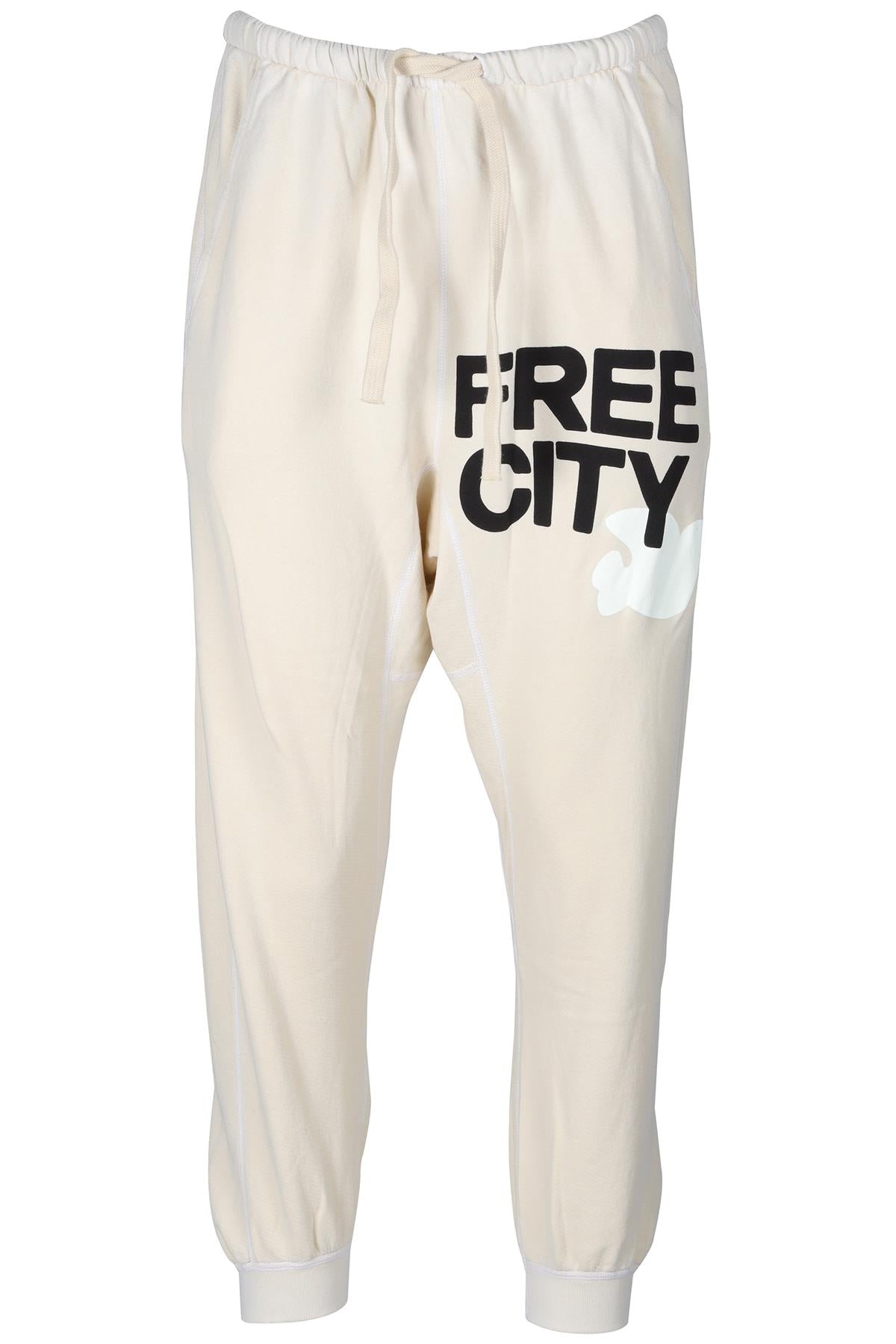 FREE CITY CREAM COTTON TRACK PANTS SMALL