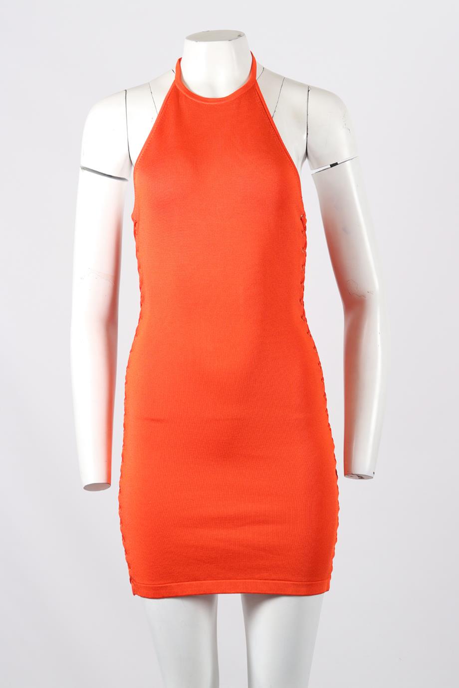 BALMAIN STRETCH KNIT HALTERNECK MINI DRESS FR 38 UK 10