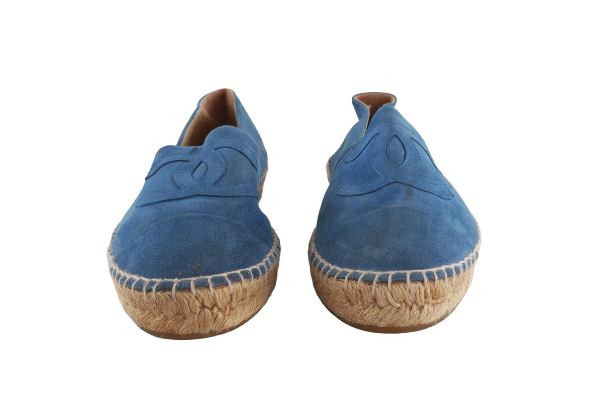 CHANEL BLUE CC SUEDE ESPADRILLES EU 41 UK 8 US 11