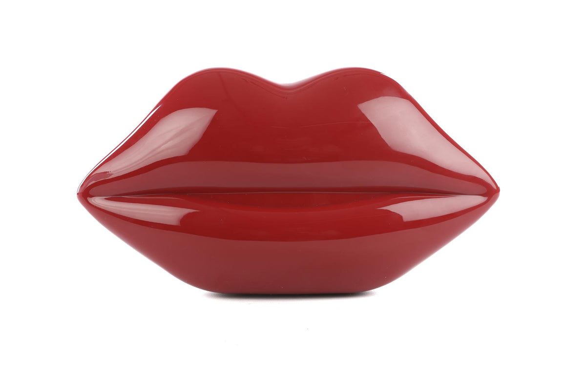 Lulu Guiness Red Lulu Medium Red Lips Clutch