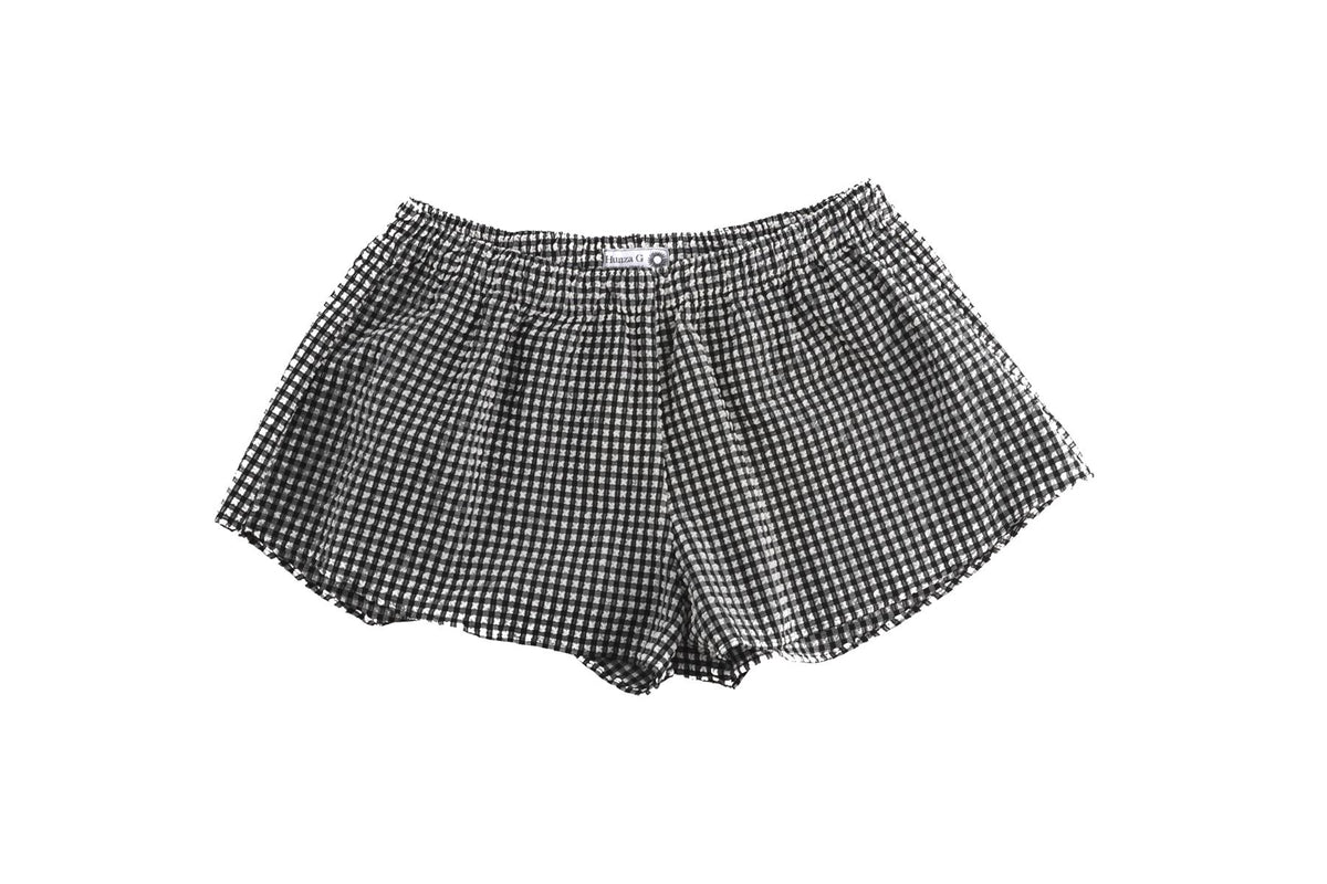 HUNZA G BLACK SEERSUCKER SHORTS SMALL/MEDIUM