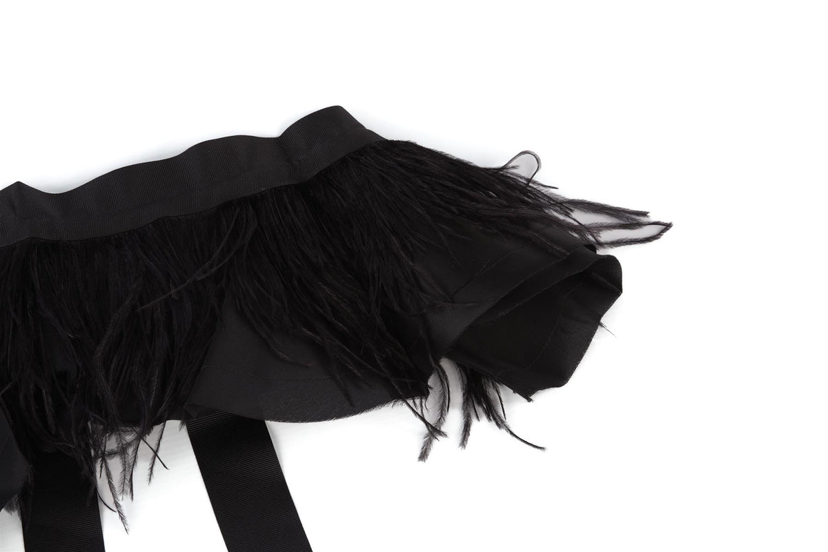 JOHANNA ORTIZ BLACK FEATHER WAIST BELT