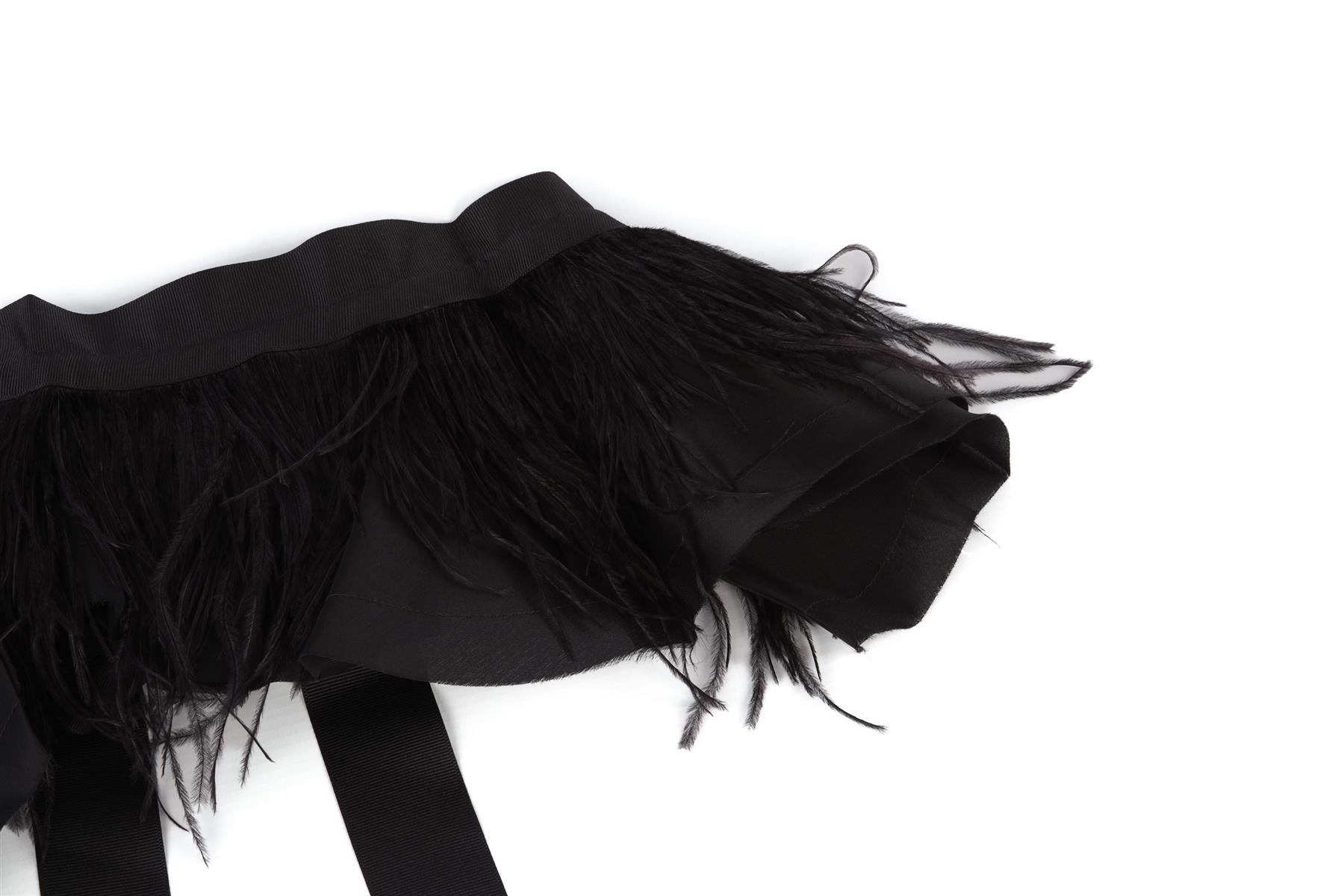 JOHANNA ORTIZ BLACK FEATHER WAIST BELT