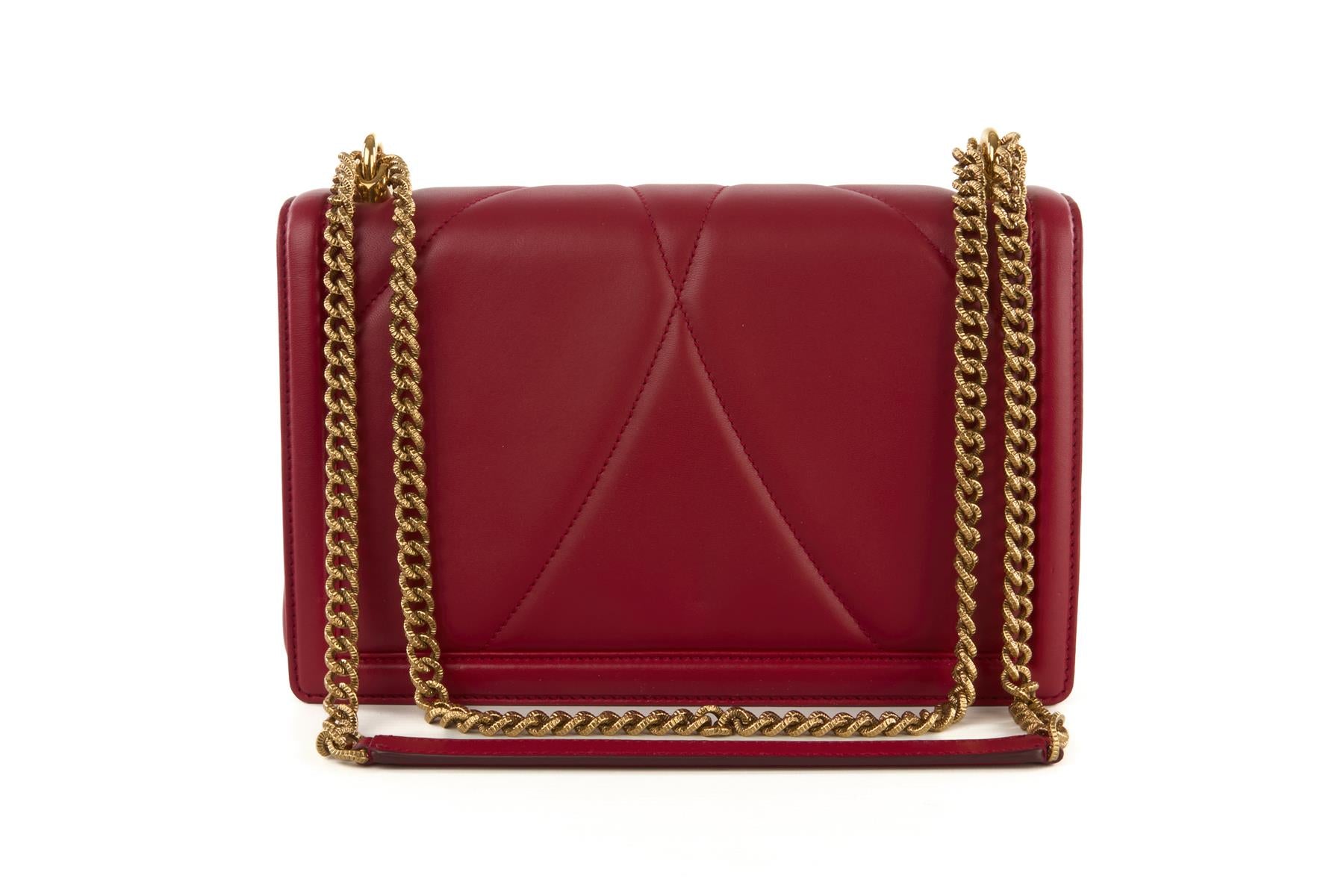 DOLCE & GABBANA RED DEVOTION LARGE LEATHER SHOULDER BAG