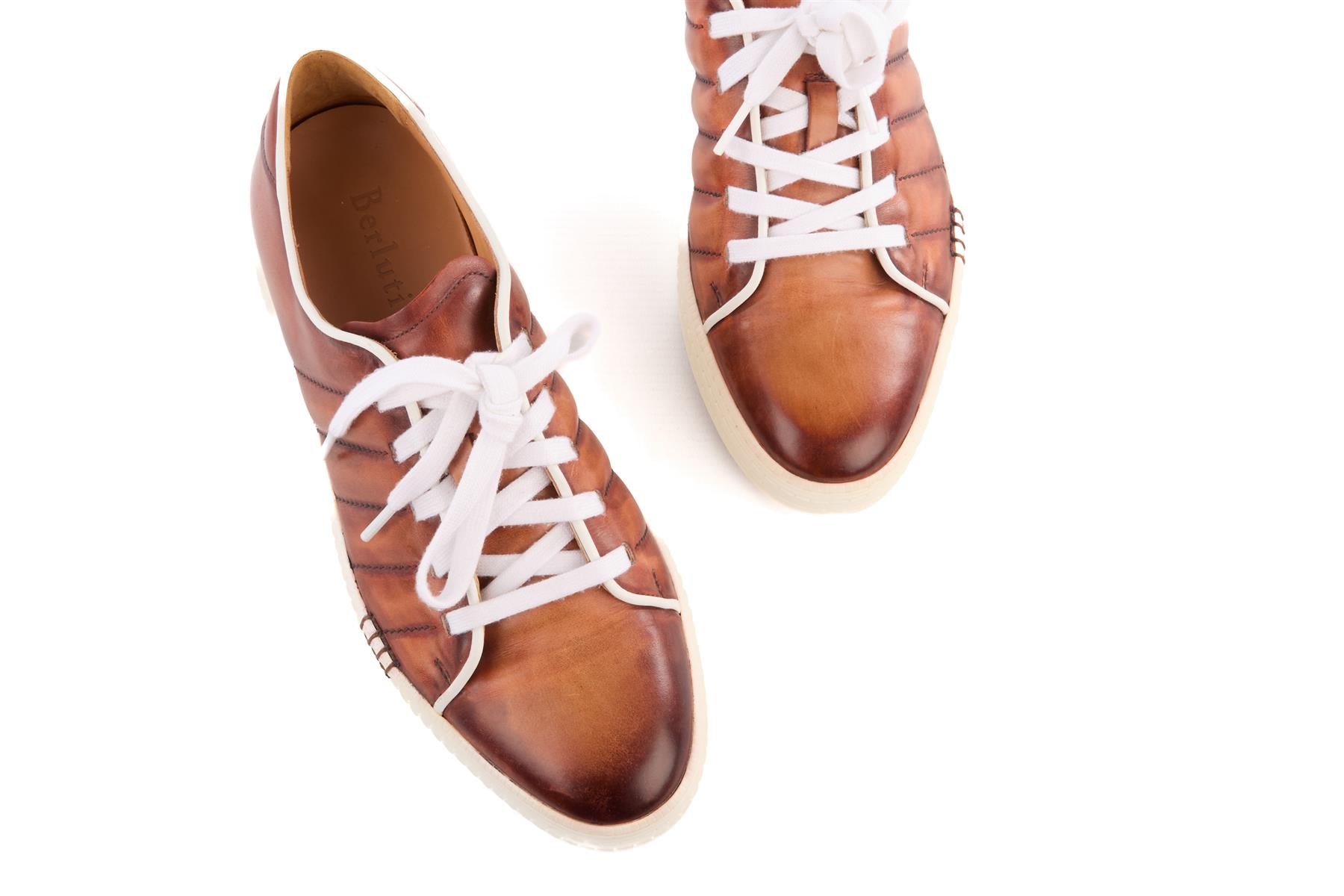 BERLUTI BROWN MEN'S LEATHER SNEAKERS UK 8.5 EU 42.5 US 9.5