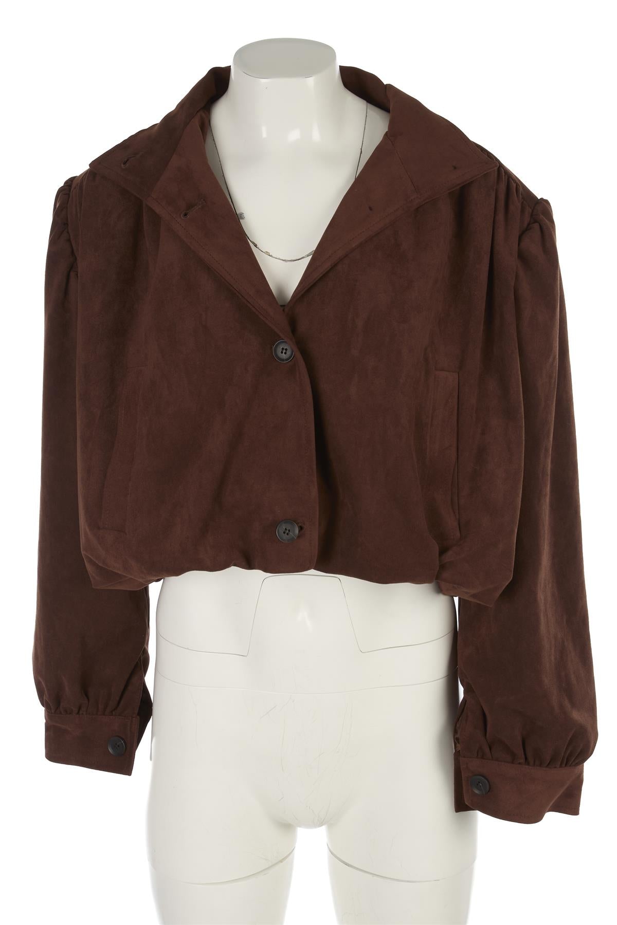 SOURCE UNKNOWN BROWN FAUX SUEDE JACKET SMALL/MEDIUM