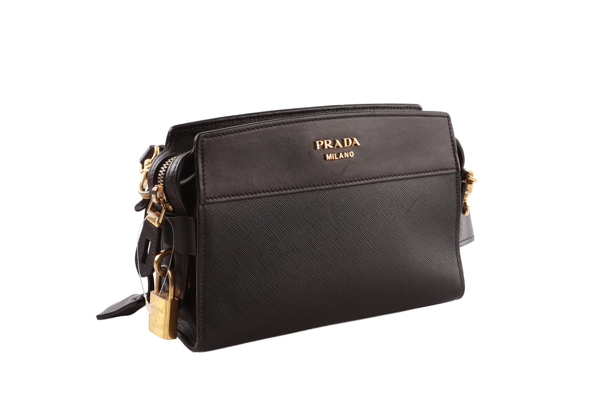 BLACK ESPLANADE SAFFIANO LEATHER SHOULDER BAG
