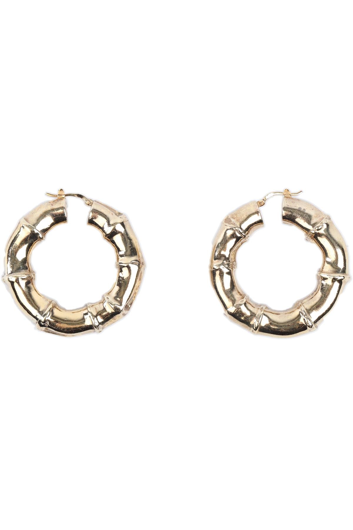 BOTTEGA VENETA GOLD BAMBOO HOOP EARRINGS
