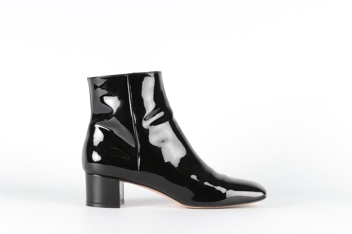 GIANVITO ROSSI BLACK PATENT LEATHER ANKLE BOOTS EU 39 UK 6 US 9