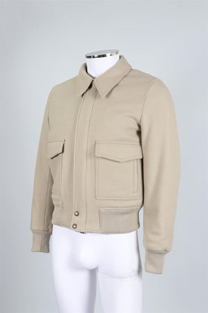 AMI PARIS CREAM MEN'S WOOL BLEND JACKET SMALL