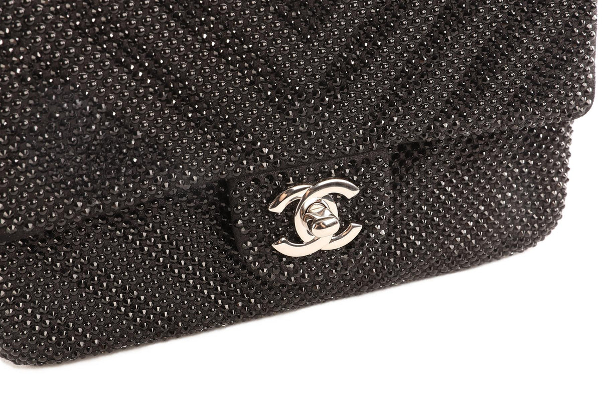 CHANEL BLACK 2017-2018 MINI FLAP CHEVRON STRASS SHOULDER BAG