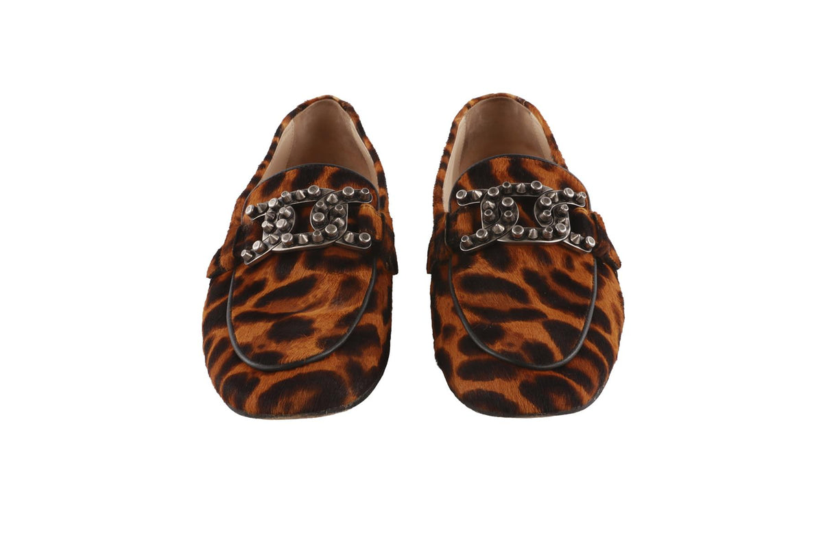 TOD'S BROWN CALF HAIR LOAFERS EU 39 UK 6 US 9