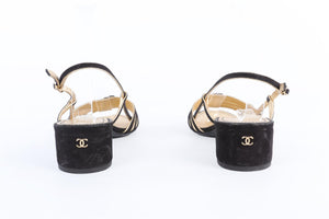 CHANEL BLACK 2021 LEATHER SANDALS EU 38.5 UK 5.5 US 8.5