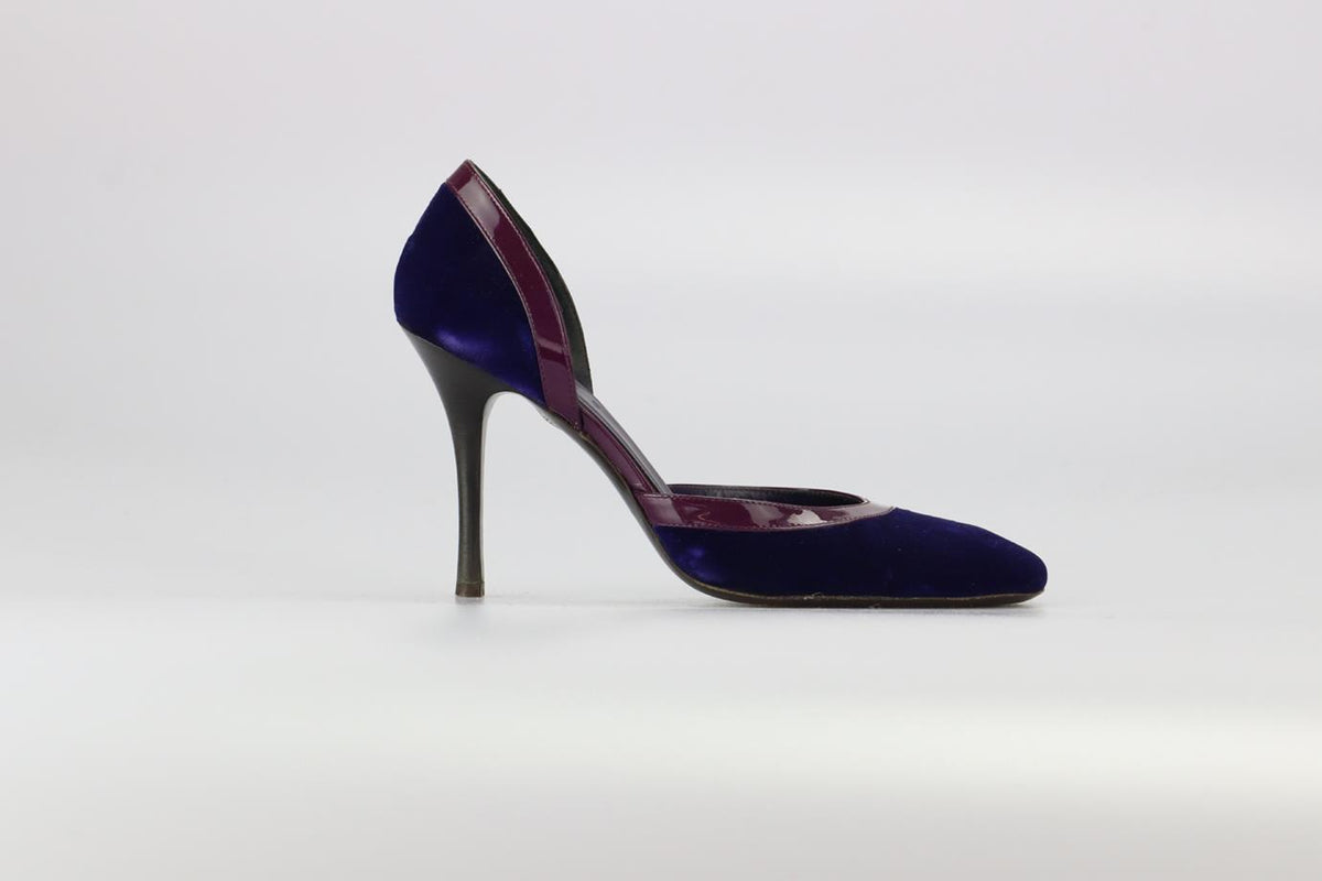 CELINE VELVET AND PATENT LEATHER PUMPS EU 39.5 UK 6.5 US 9.5