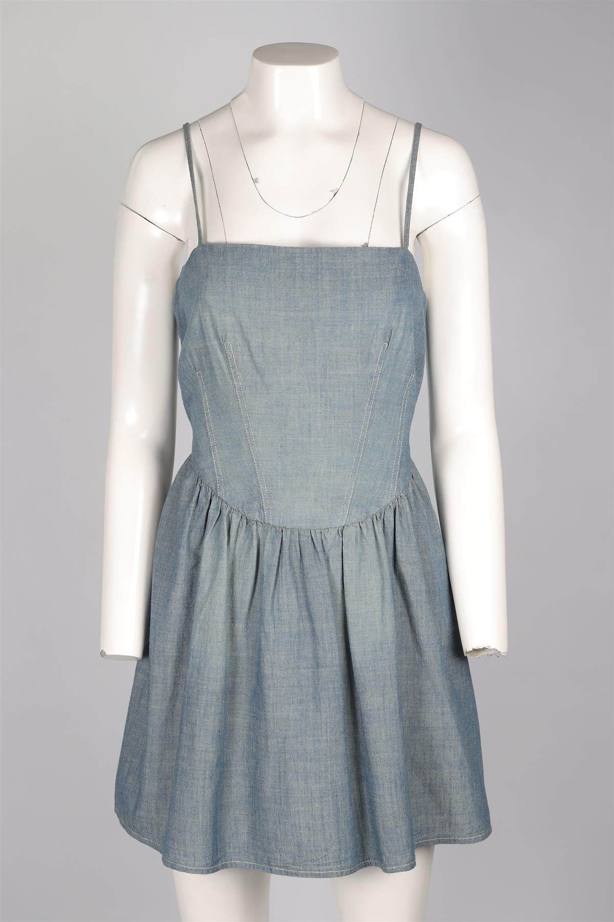 RE/DONE + PAMELA ANDERSON BLUE CHAMBRAY MINI DRESS SMALL