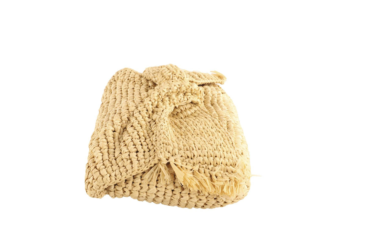 ANYA HINDMARCH BEIGE RAFFIA CLUTCH