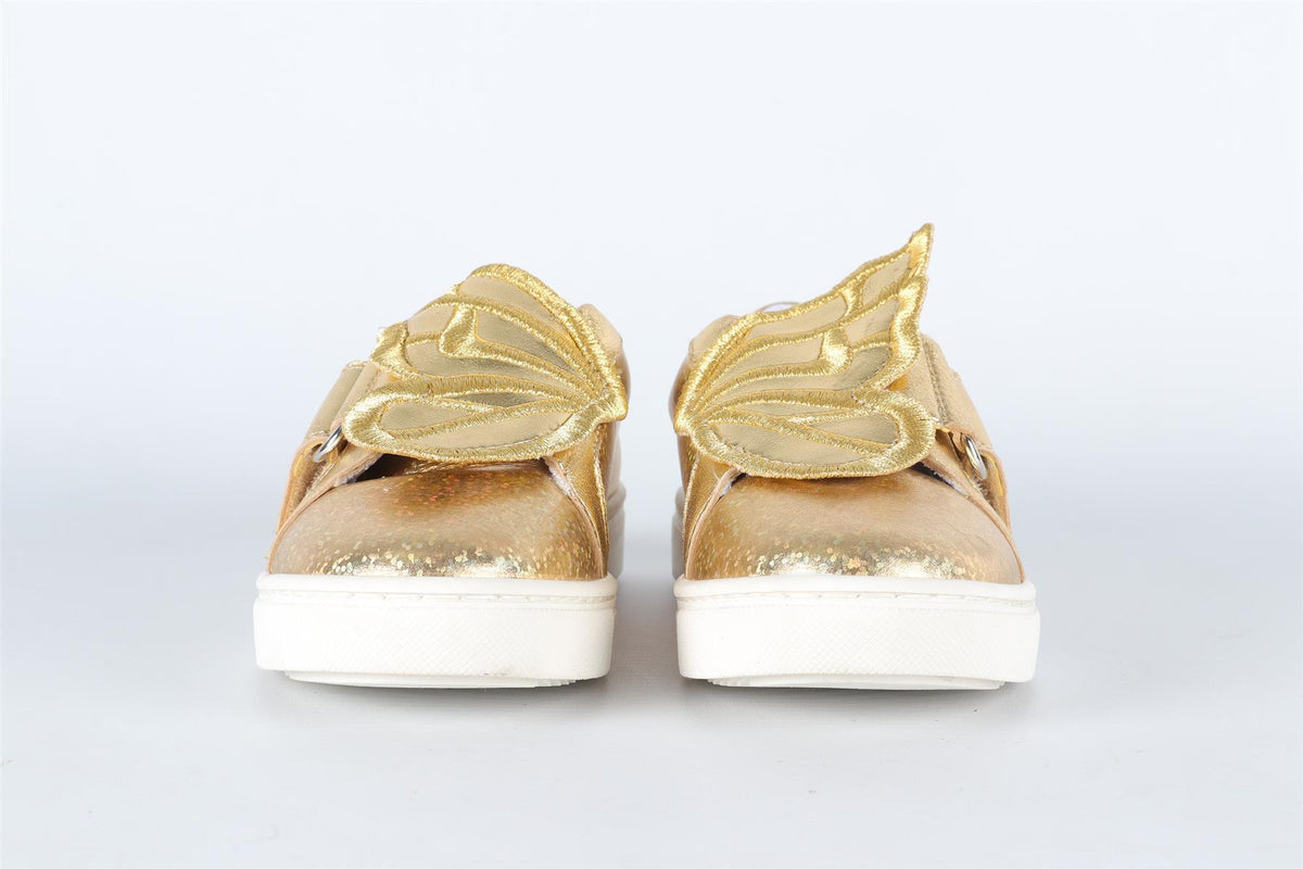 SOPHIA WEBSTER GOLD KIDS GIRLS LEATHER SNEAKERS EU 25 UK 8 US 9