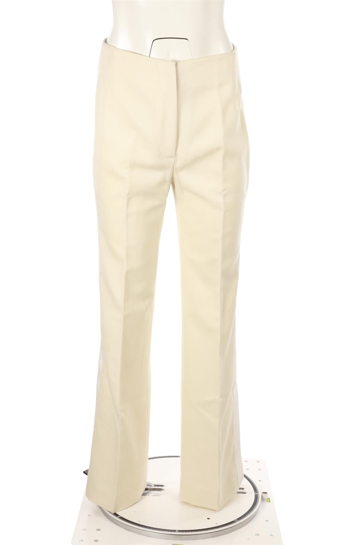 CREAM WOOL WIDE LEG PANTS