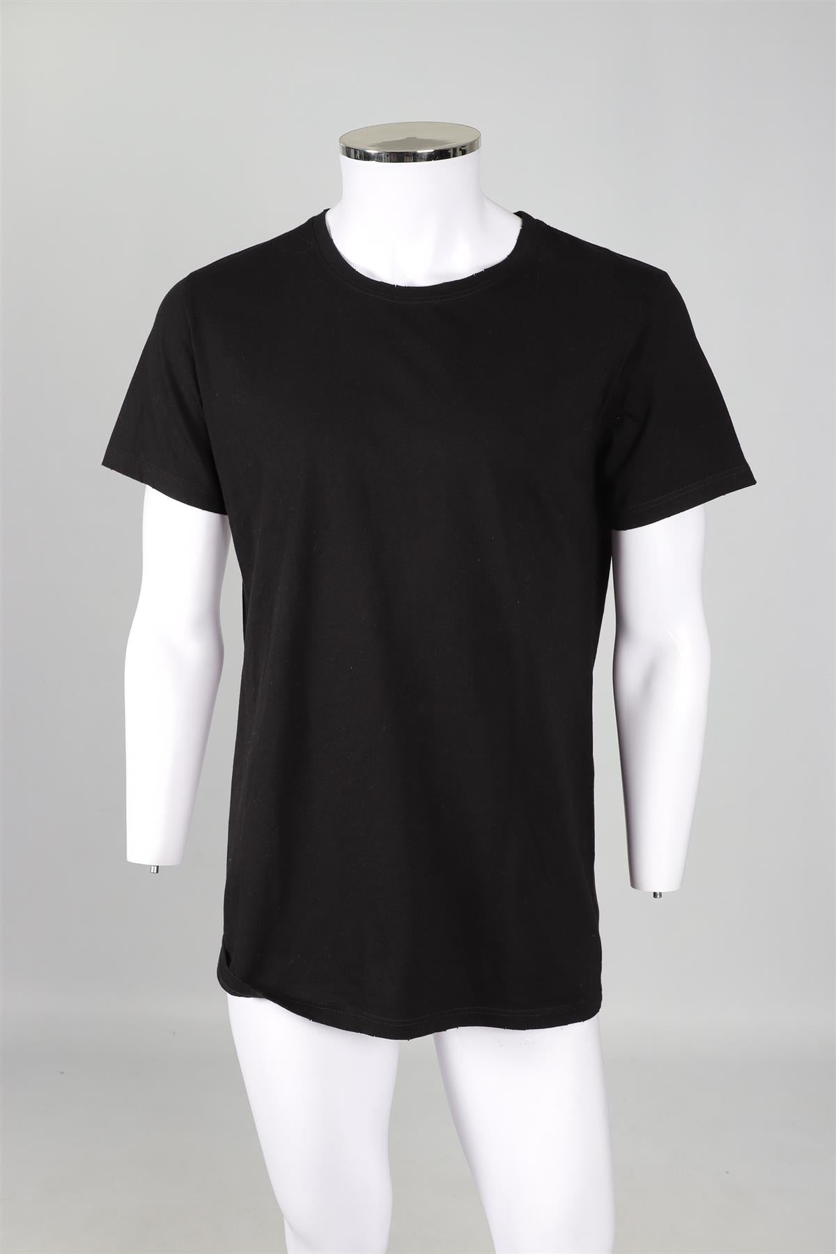BALMAIN BLACK MEN'S COTTON T-SHIRT LARGE