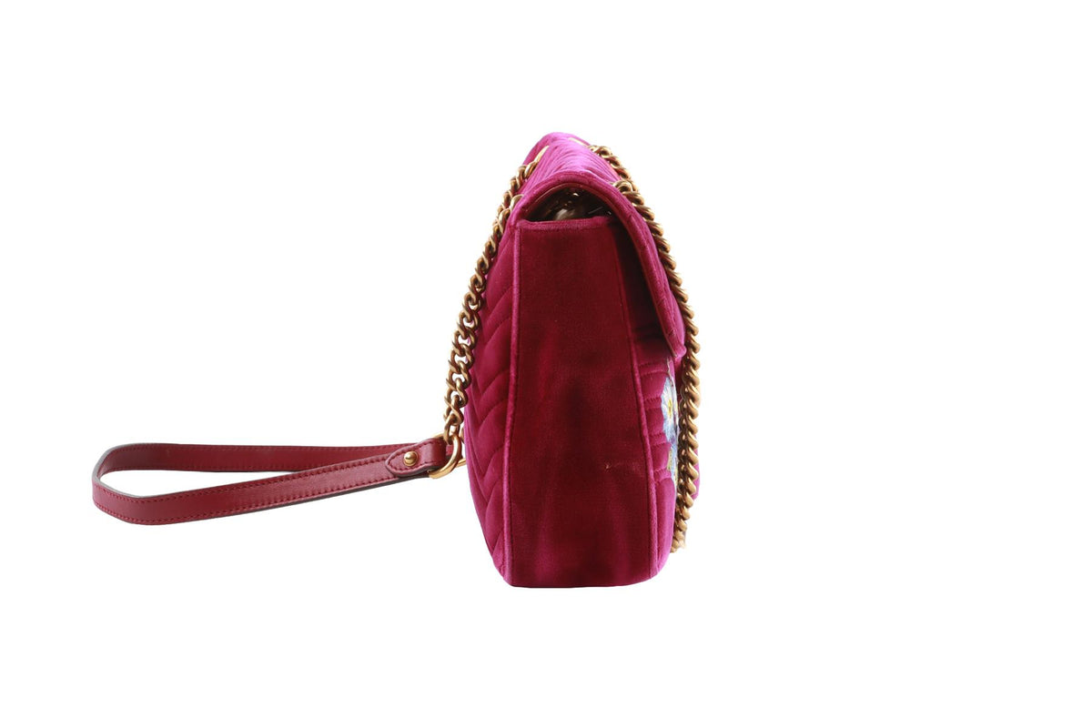 PURPLE MARMONT LARGE QUILTED VELVET SHOULDER BAG