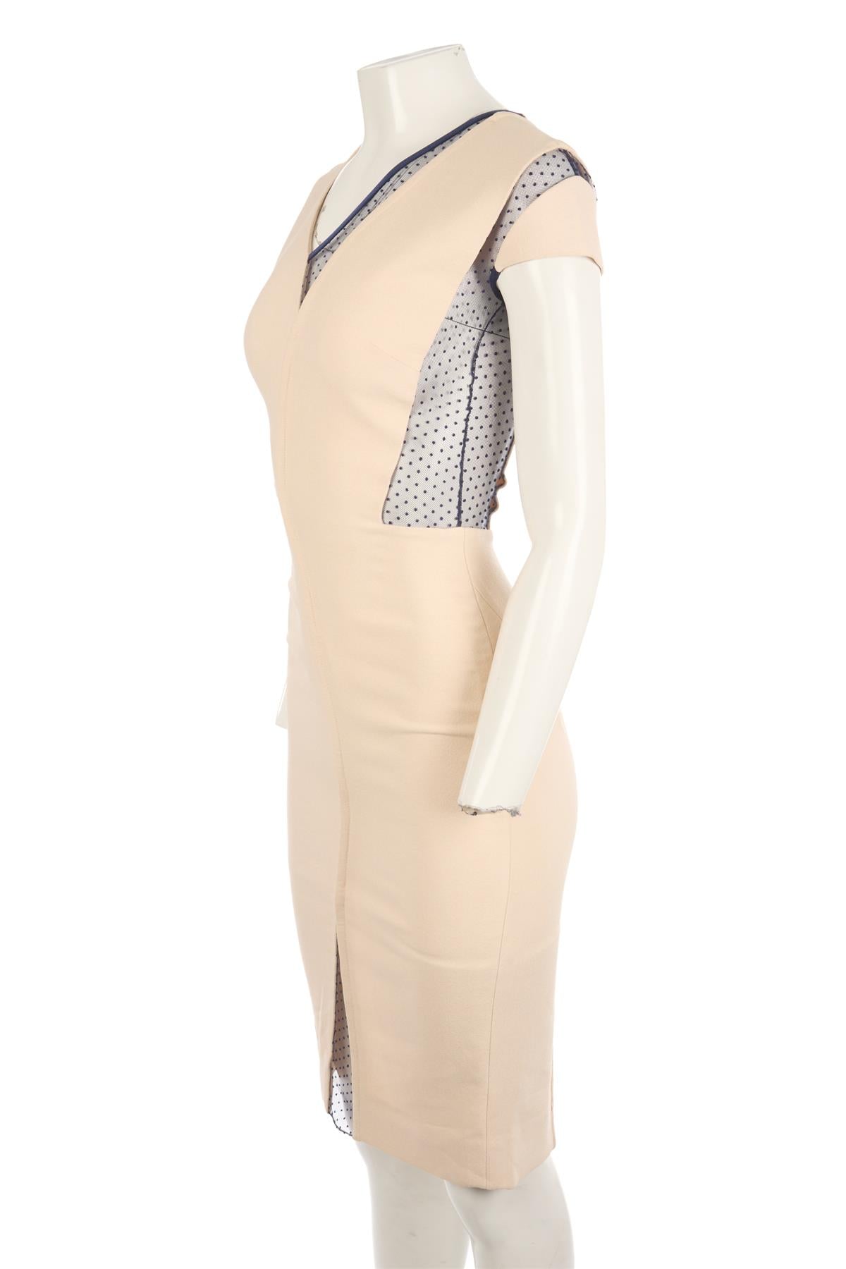 VICTORIA BECKHAM CREAM WOOL MIDI DRESS UK 8