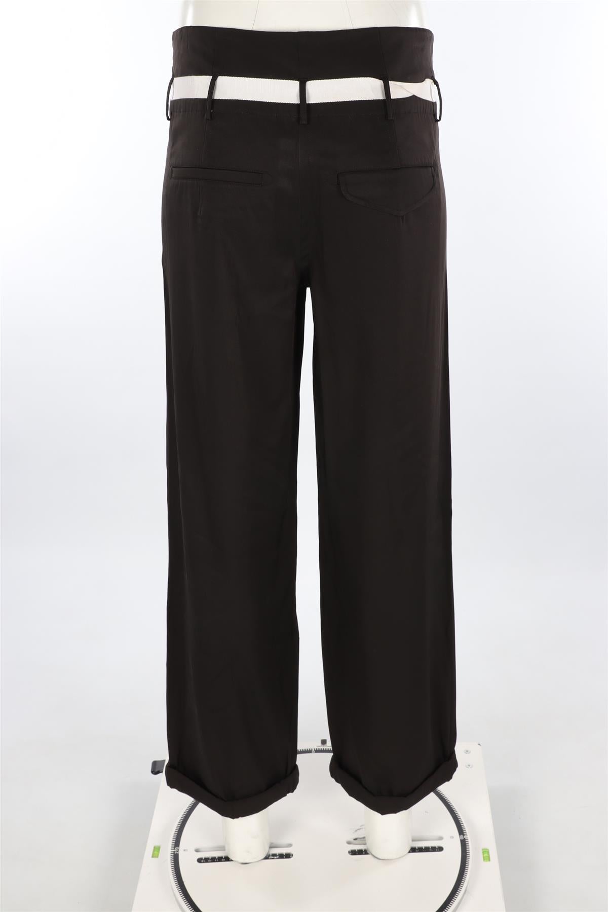 DONNA KARAN BROWN WOVEN WIDE LEG PANTS XSMALL