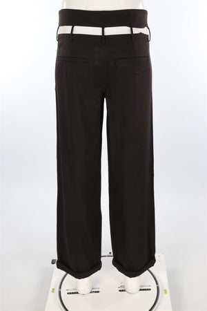 DONNA KARAN BROWN WOVEN WIDE LEG PANTS XSMALL