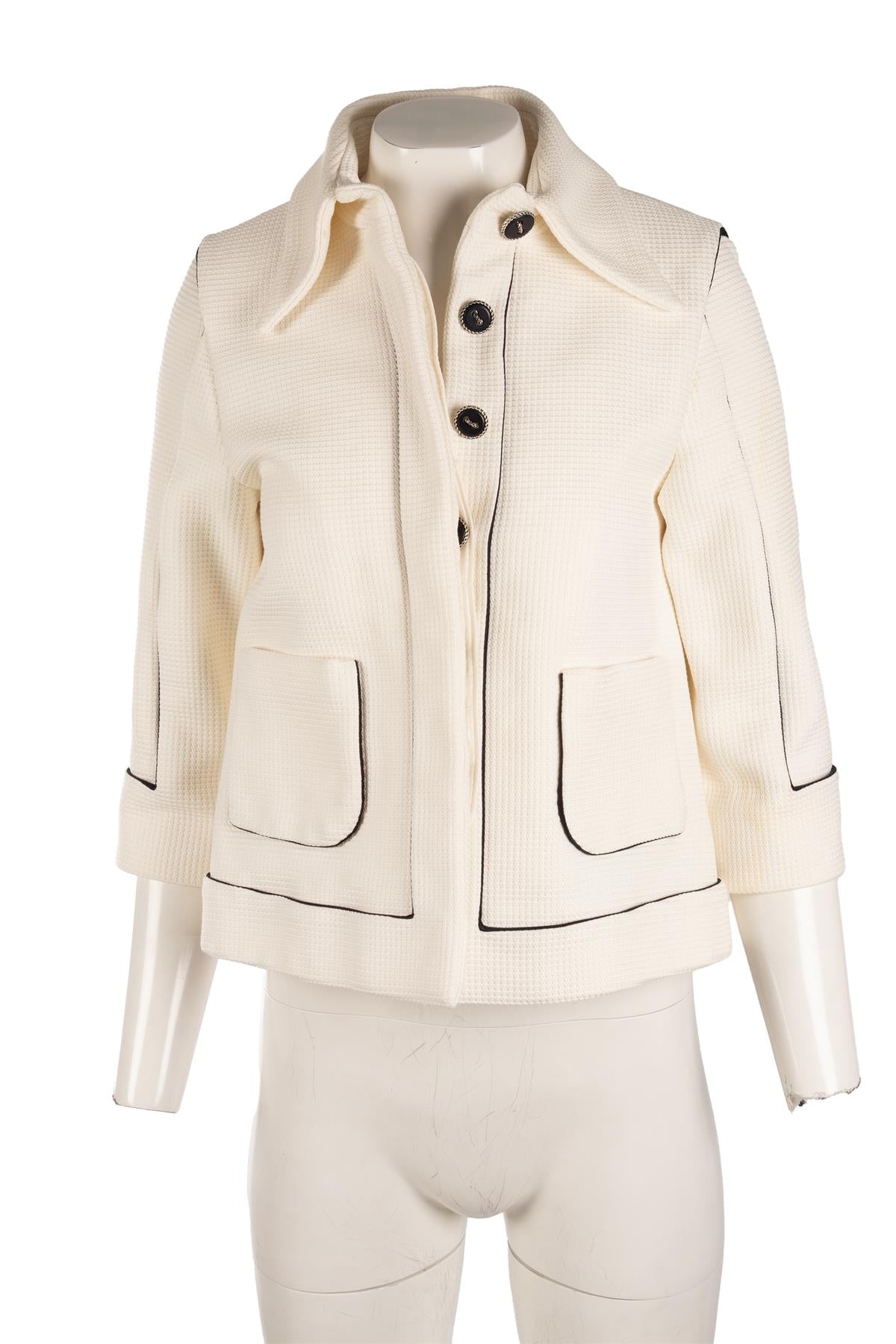 CHANEL WHITE 2015 COTTON JACKET FR 34 UK 6